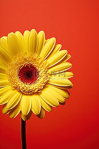 菊花花瓣背景图片_红色背景中的黄色非洲菊花