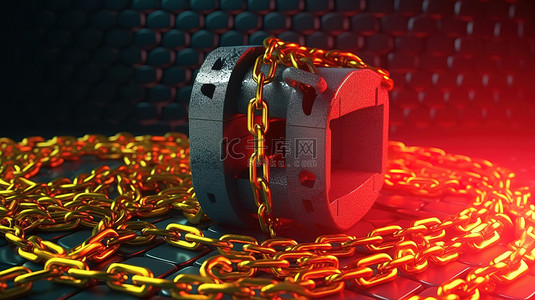 具有链环危险的加密货币陷阱的 3D 渲染