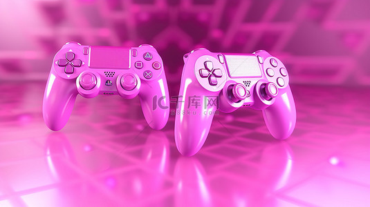 3D 渲染粉色游戏控制器风格与功能的完美融合