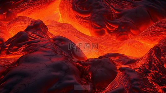 岩火山背景图片_熔岩浆 3d 渲染的火山熔岩抽象背景
