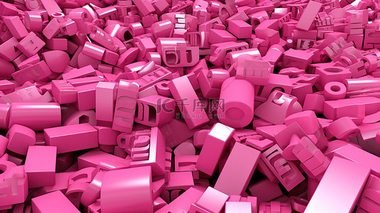 几何图案背景图片_时尚主题粉色 3D 标签与背景渲染文字的拼贴