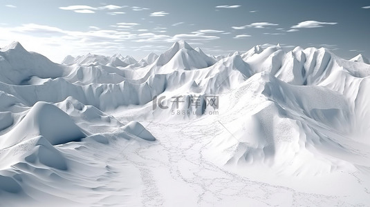 冰川冰山背景图片_3d 渲染中雪山的地形地形