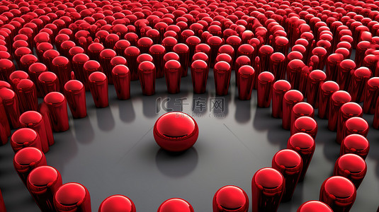 人力资源背景图片_hr 3d 渲染员工招聘的吸引力吸引了人群中杰出的红色领导者