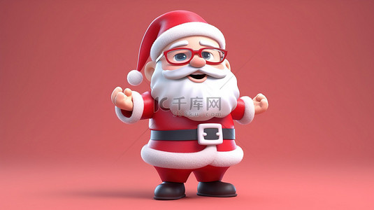人物形象标签背景图片_欢快的圣诞老人形象非常适合节日问候横幅和标签 3D 卡通渲染