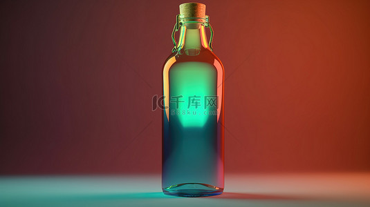 卡通罐子背景图片_彩色背景 3d 渲染中的孤立卡通玻璃瓶