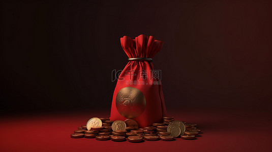 货币概念土耳其里拉符号与硬币和钱袋在 3d 渲染
