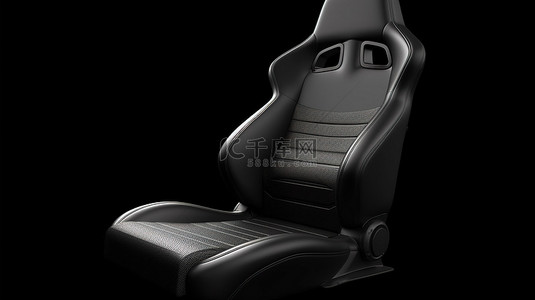 车内背景图片_隔离在时尚黑色皮革汽车座椅的白色 3D 渲染上