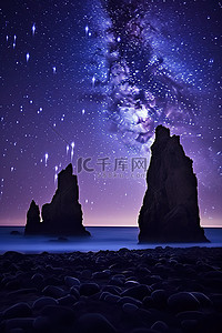 星空岛背景图片_加利福尼亚月光石海滩上的星空