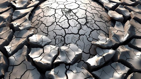裂纹地球混凝土背景的抽象 3D 渲染