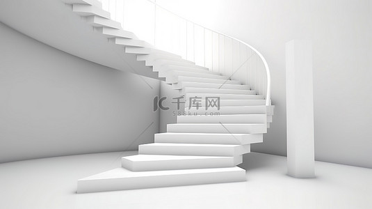 商业背景图片_白色背景 3d 楼梯渲染