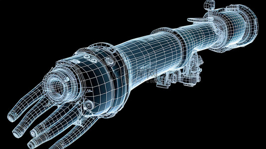 eps10 格式的机械臂矢量化 3D 技术线框渲染