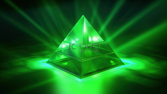 四面体背景图片_3D 模型中具有绿色发射的背景壁纸体积光四面体