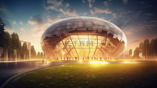 足球背景图片_公共场所世界杯足球场的 3d 插图