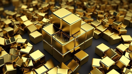 3D 渲染的金立方体和金钱符号的商业理念