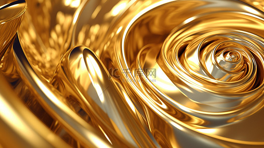 螺旋光线背景图片_金色抽象体积背景的 3d 插图