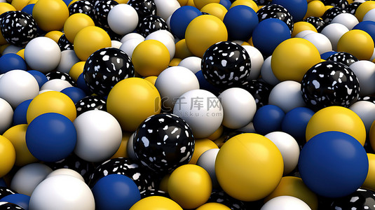 3D 渲染抽象插图中的各种彩色球体