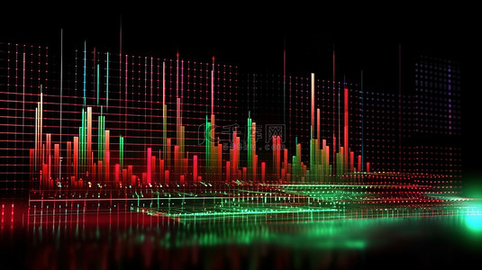 动态图表背景图片_动态股票市场板，带有移动的绿色和红色图表3D 金融图表和专栏