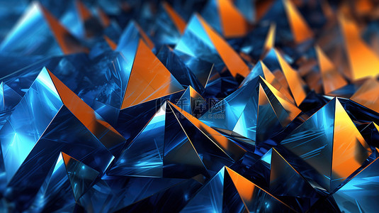 现代数字设计蓝色和橙色的未来派三角形壁纸