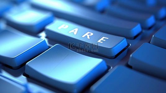 英语课背景图片_带蓝色翻译键的白色 PC 键盘的极端特写 3D 渲染