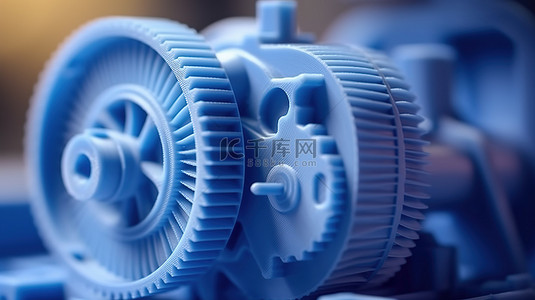 工业背景图片_使用塑料丝 3D 打印的原型汽车发动机和电机的特写