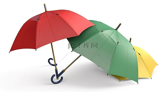 雨伞背景图片_白色背景与孤立的 3d 雨伞