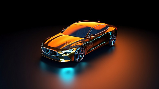 豪华车背景背景图片_背景上一辆孤立的豪华车的 3D 渲染插图