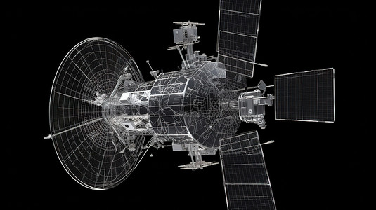 千库千库原创广播背景图片_以 3d 呈现的黑色孤立 x 射线卫星