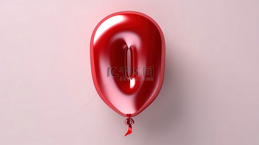 高级排版背景图片_金属红色数字 1 的逼真氦气球字体高级 3D 插图