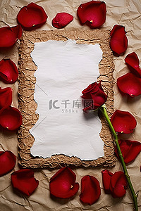玫瑰花瓣背景图片_一张纸，上面有红色的玫瑰花瓣