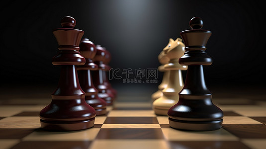 3d 棋中的君主和士兵是领导力的象征