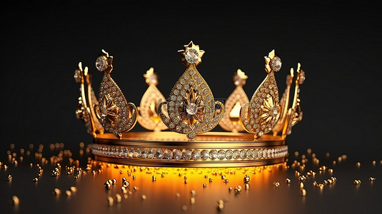 王子王子与贫儿背景图片_象征胜利和成功的富豪金冠，3D渲染中豪华王子的装饰配件