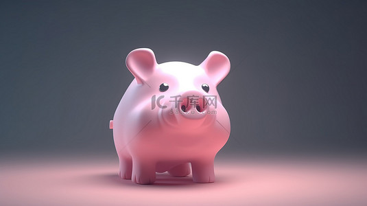 可爱卡通小猪背景图片_3D 渲染中可爱的存钱罐