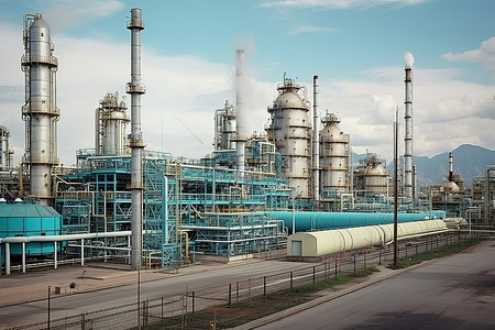 炼油厂和工业建筑的大照片