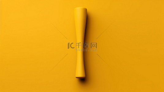 极简主义黄色背景与抽象棒球棒描绘 3d 运动概念