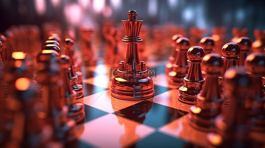 企业市场背景图片_3D 渲染的国际象棋游戏是企业内容的创新概念