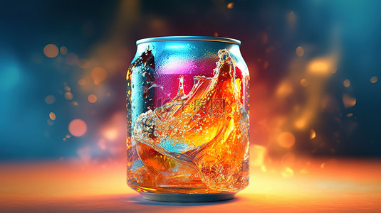 冰镇饮料在 3D 渲染中点燃了清爽的夏季饮料概念