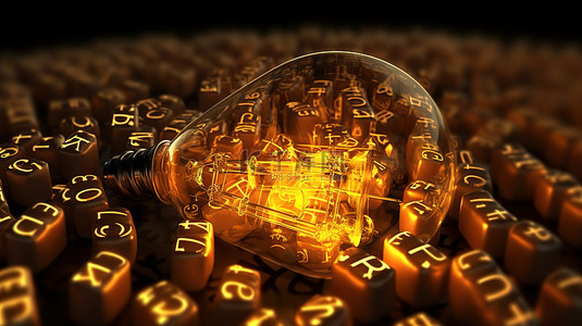 数学思想照亮了商业概念公式上的 3D 渲染灯泡