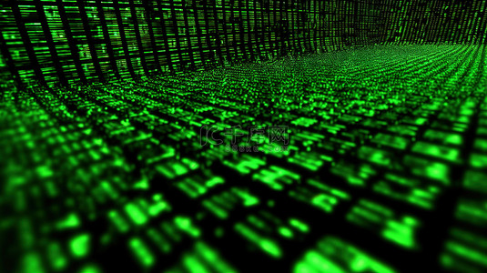 绿色电脑背景背景图片_黑色和绿色符号背景中的降序绿色矩阵代码令人惊叹的 3D 可视化