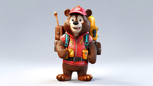 卡通人物背包客好玩的3D小熊冒险