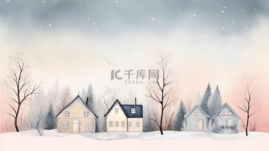 下雪风景背景图片_冬天童话卡通背景