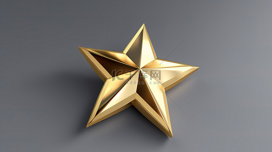 金色背景图片_真实的 3D 插图，显示一颗光滑的黄色星星，隔离在灰色背景上，由金色星星的客户评价