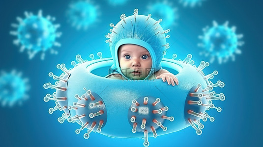 手保护背景图片_保卫你的宝宝 3D 渲染的盾牌，防止电晕病毒细胞传播