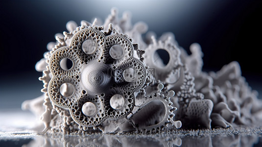 工业电子背景图片_粉末工业 3D 打印机创建三维灰色物体