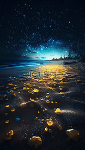 星星天背景图片_夜空海滩星星发光