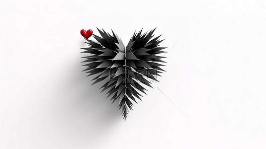 丘比特之心背景图片_白色背景的 3d 插图，箭头和心分开