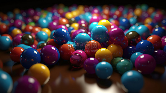 小清背景图片_3D 图形中充满活力的球体特写大量彩色小球