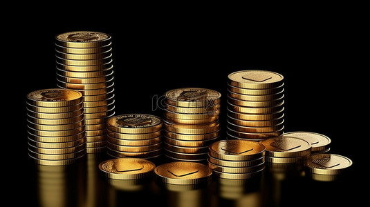 金钱图标背景图片_独立背景 3D 渲染计算机硬币图和财务图标