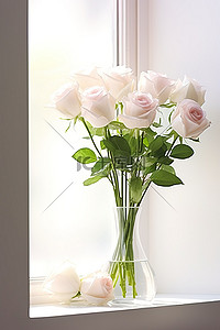 白玫瑰背景图片_窗台上的白玫瑰
