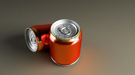 3D 渲染用于食品和饮料或生态意识概念的多功能铝罐