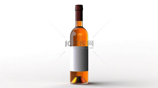 红金标签背景图片_白色背景上显示的酒瓶的 3D 视觉效果